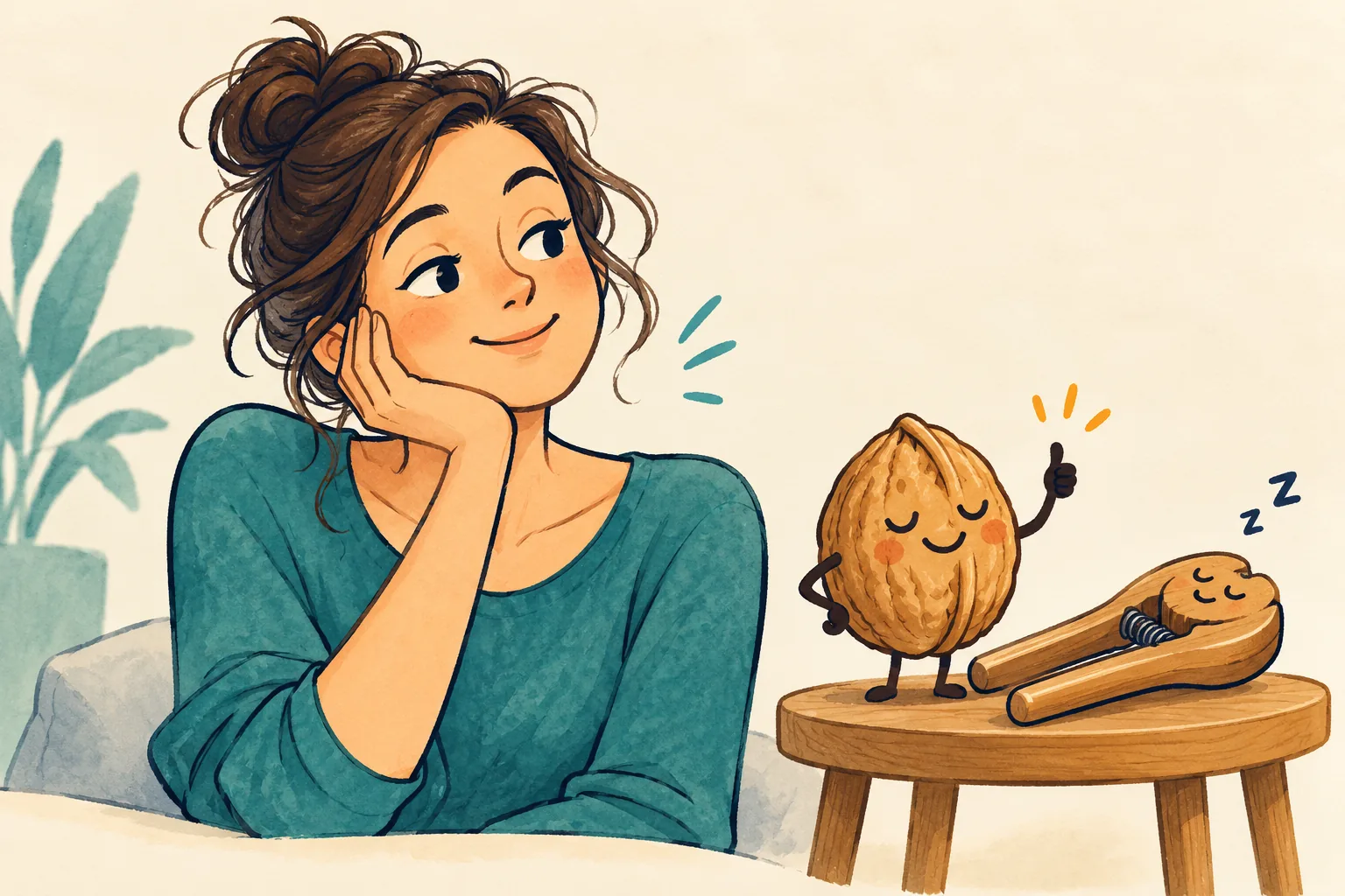 Humorvolle Illustration: Auch der Nussknacker macht Pause