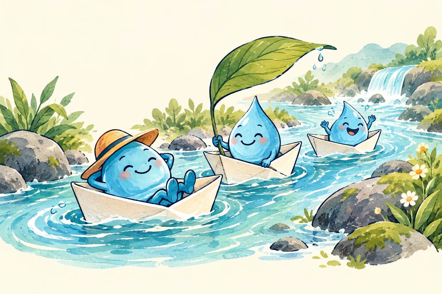 Illustration: Wassertropfen auf einer entspannten Bootsfahrt